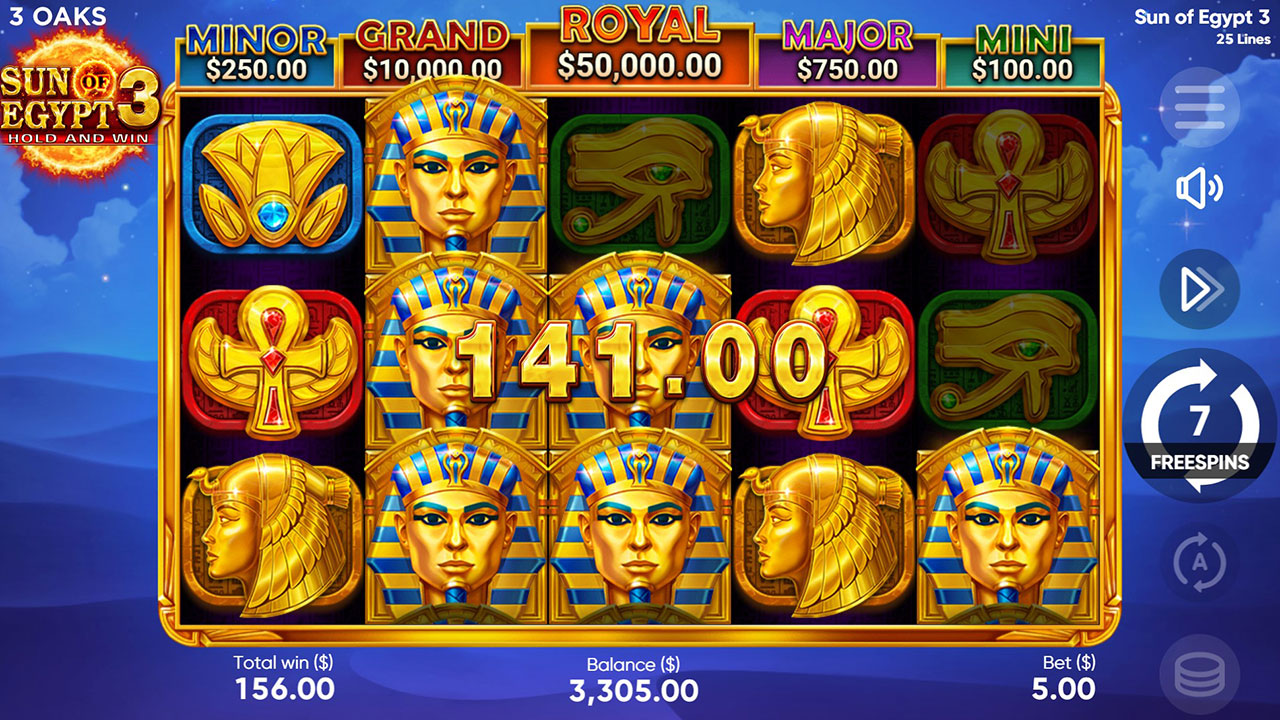 Sun of Egypt 3 — бонусный раунд Hold and Win